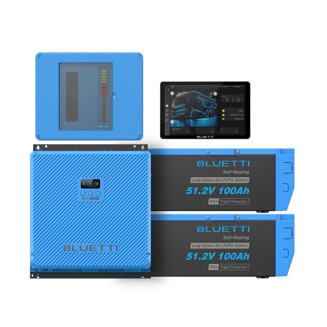 BLUETTI RV5 con baterías B4810 y pantalla Epad HD