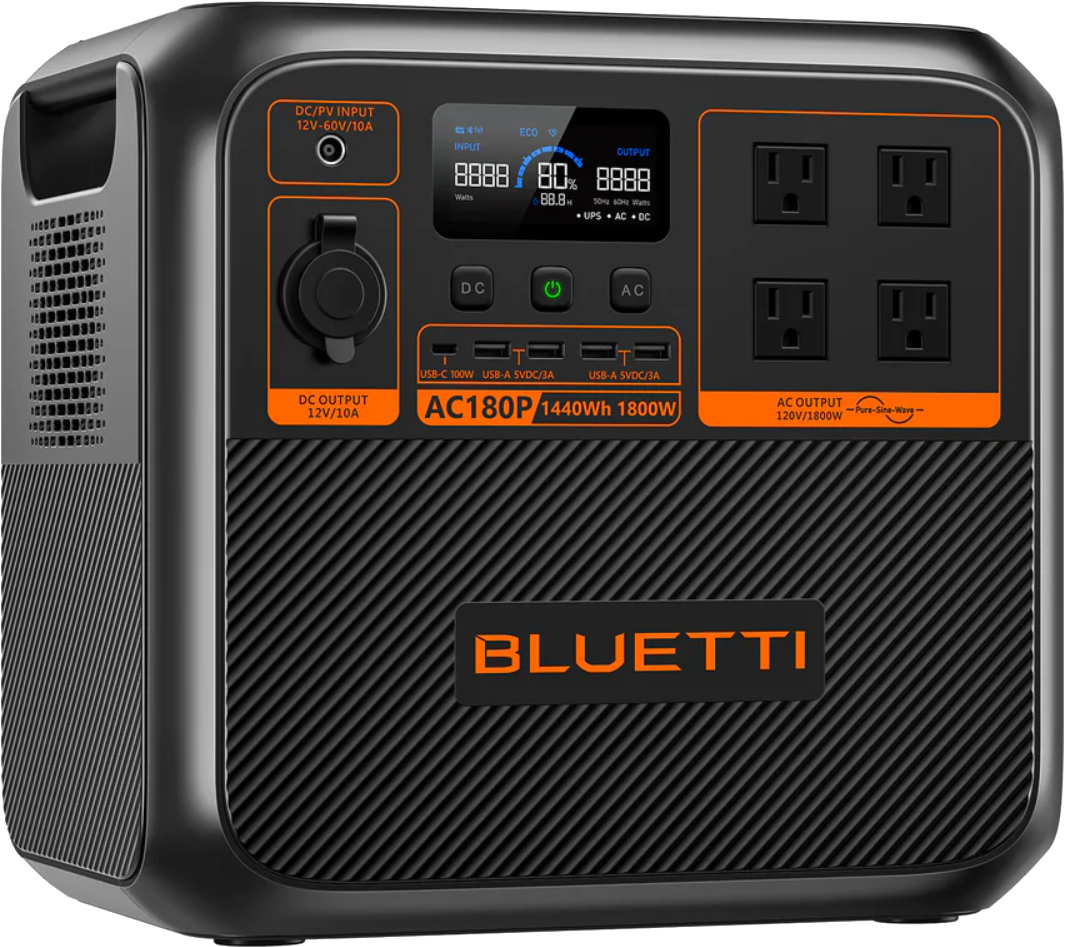 BLUETTI AC180P vista lateral con manija