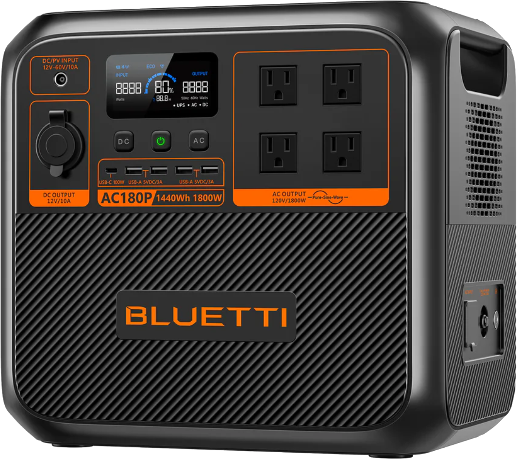 BLUETTI AC180P vista 3/4 trasera